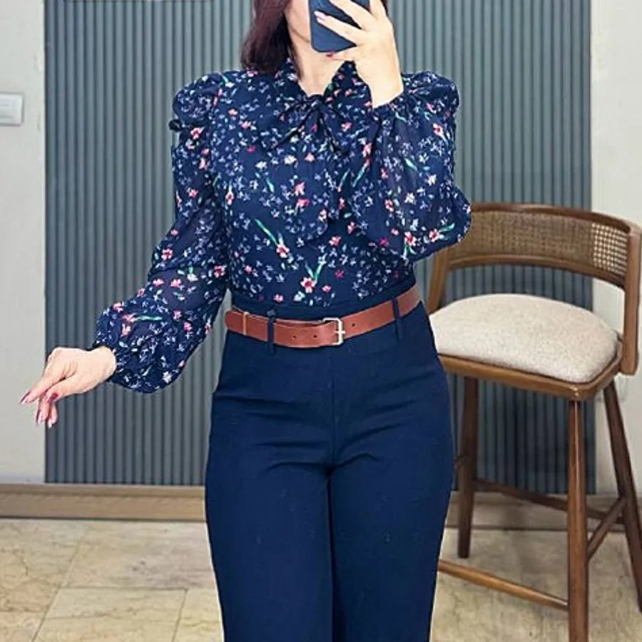 شومیز یقه کراواتی