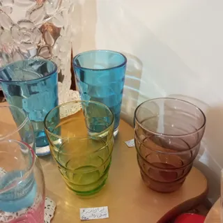 دو جفت لیوان بلور رنگی