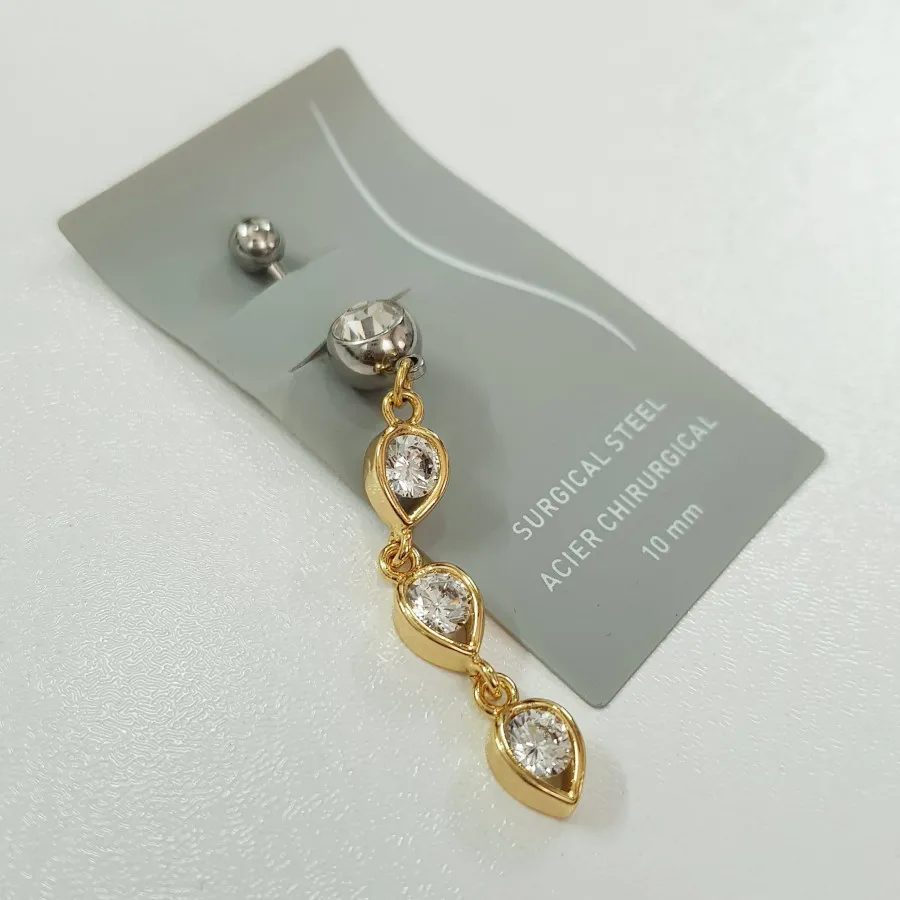 پرسینگ ناف استیل طلایی