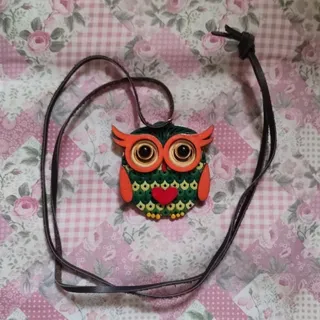 آویز گردنی چوبی طرح جغد