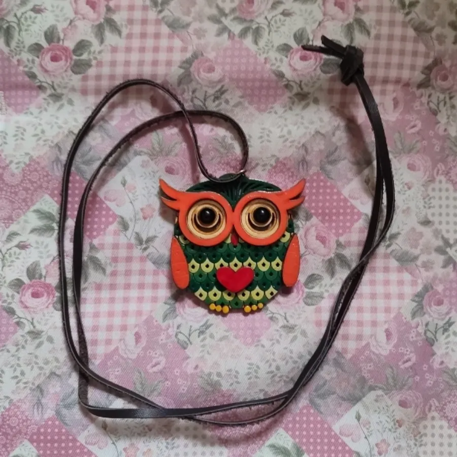 آویز گردنی چوبی طرح جغد