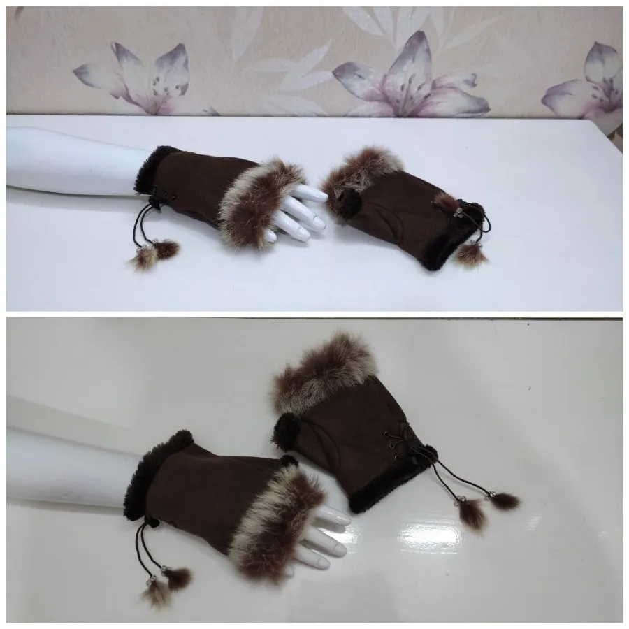 دستکش مخمل داخل خز