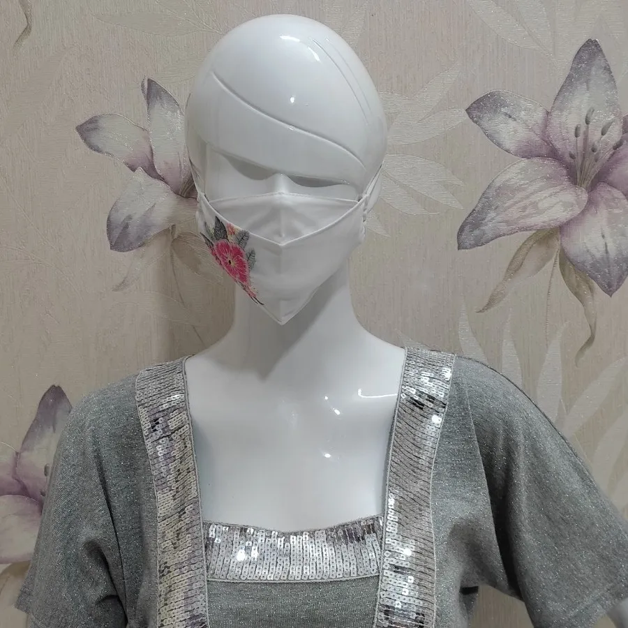 ماسک نخی دولایه گلدوزی