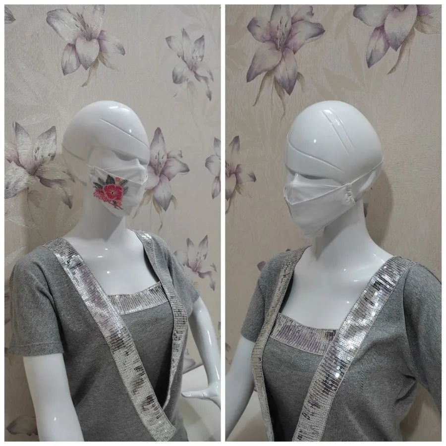 ماسک نخی دولایه گلدوزی