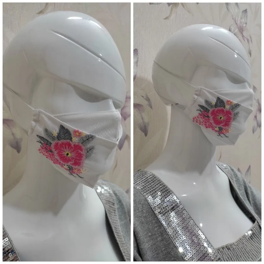 ماسک نخی دولایه گلدوزی