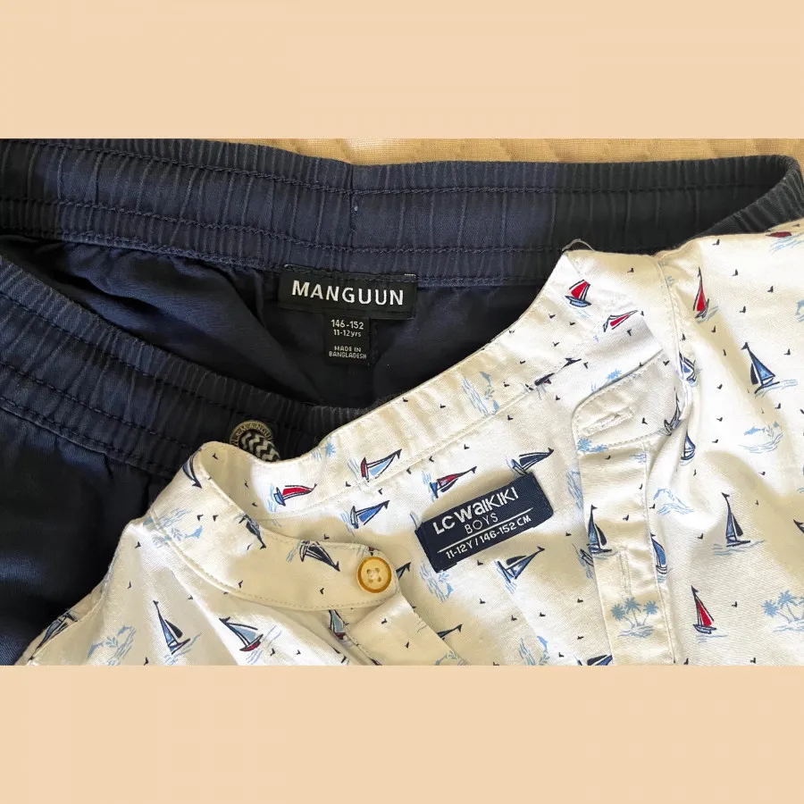 ست پیراهن و شلوارک نخی