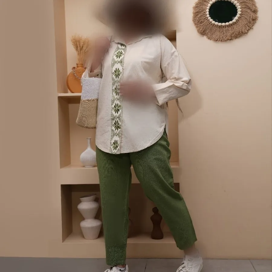 ست شومیز و شلوار گلدوزی