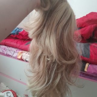 کلاه‌گیس بلند مش کره عسلی