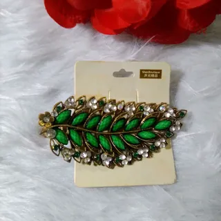 گیره مو نگین دار مدل برگ