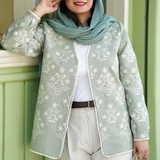 کت لینن گلدوزی شیک