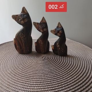 ست مجسمه چوبی گربه