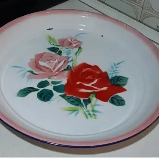 سینی لعابی گل سرخی