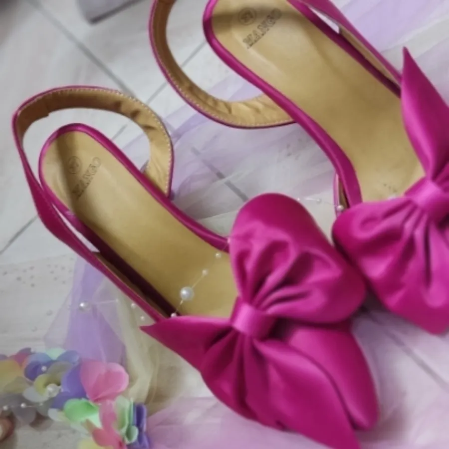 کفش صورتی ساتن خارجی