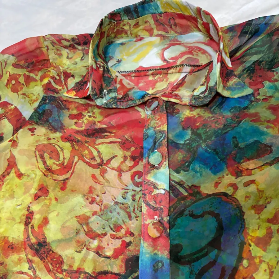 شومیز حریر آبرنگی