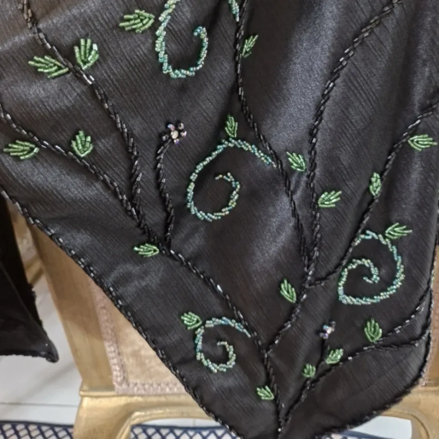 روسری مشکی مجلسی کارشده