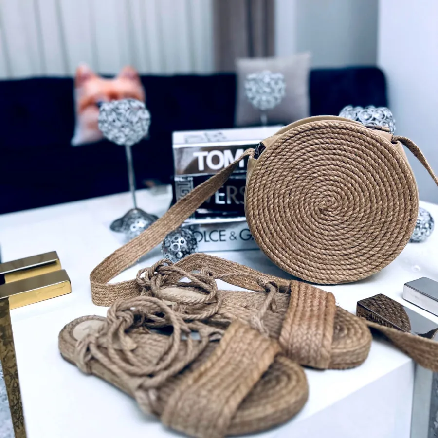 ست کیف و صندل کنفی مکرومه