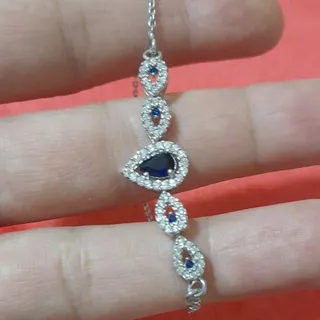 دستبند نقره با سنگ یاقوت