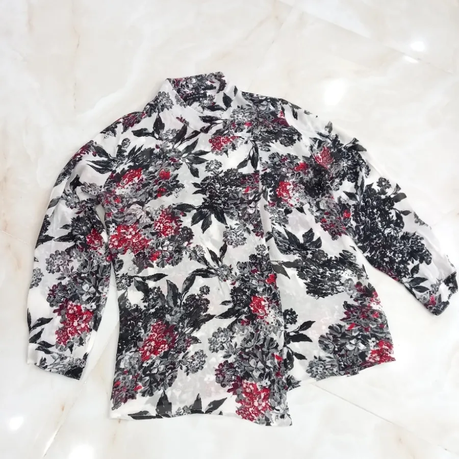 شومیز حریر گلدار