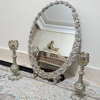 آینه شمعدون عروس نقره کار