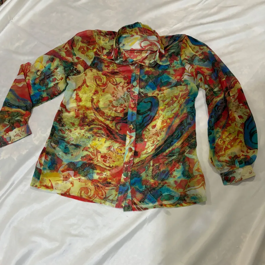 شومیز حریر آبرنگی