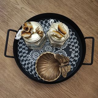 دو شمع برنجی میناکاری شده