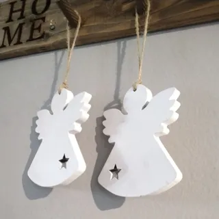 فرشته آویز چوبی سفید