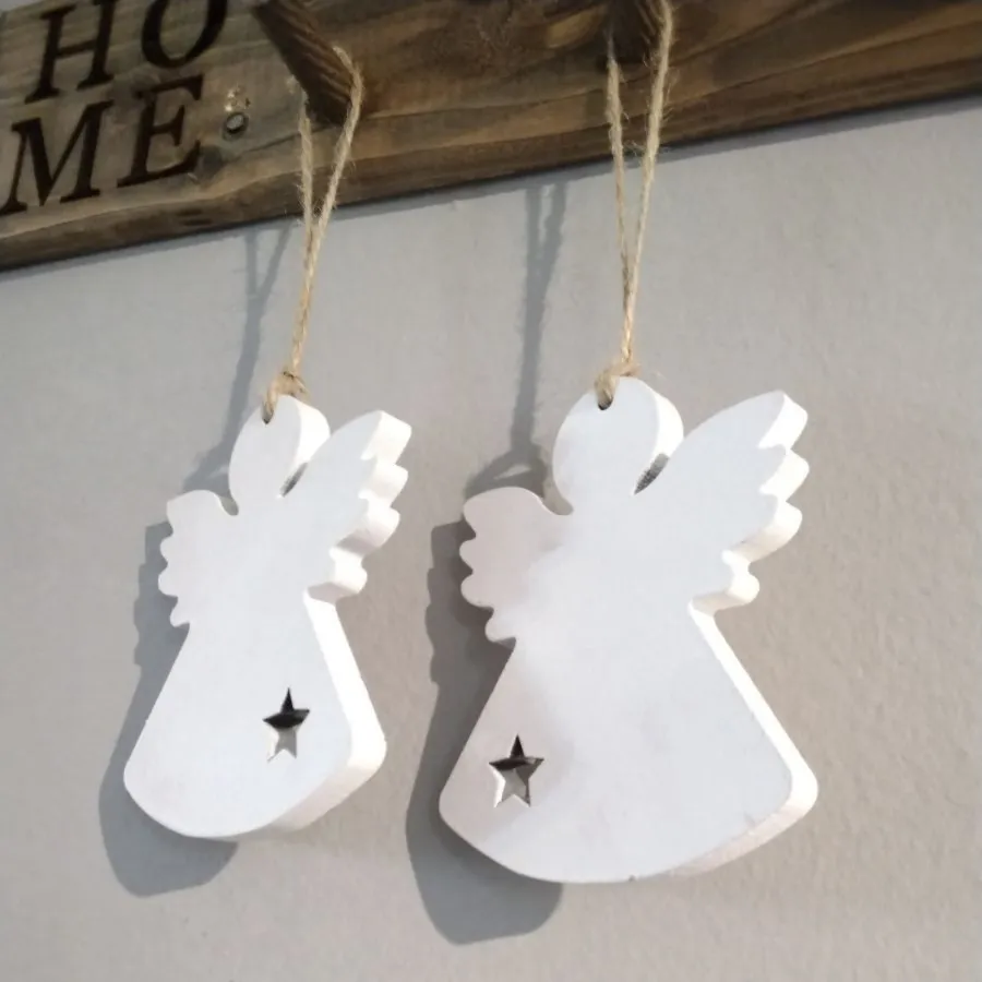 فرشته آویز چوبی سفید