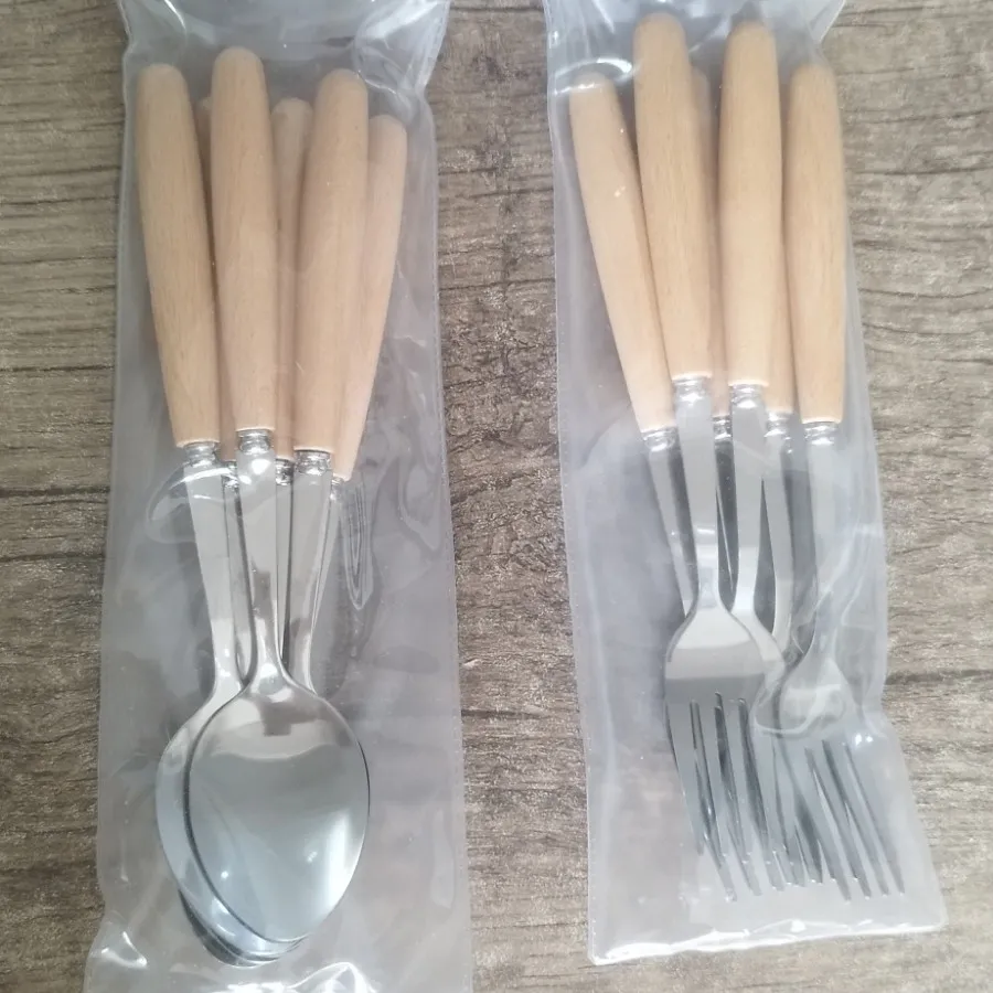 قاشق چنگال دسته چوبی