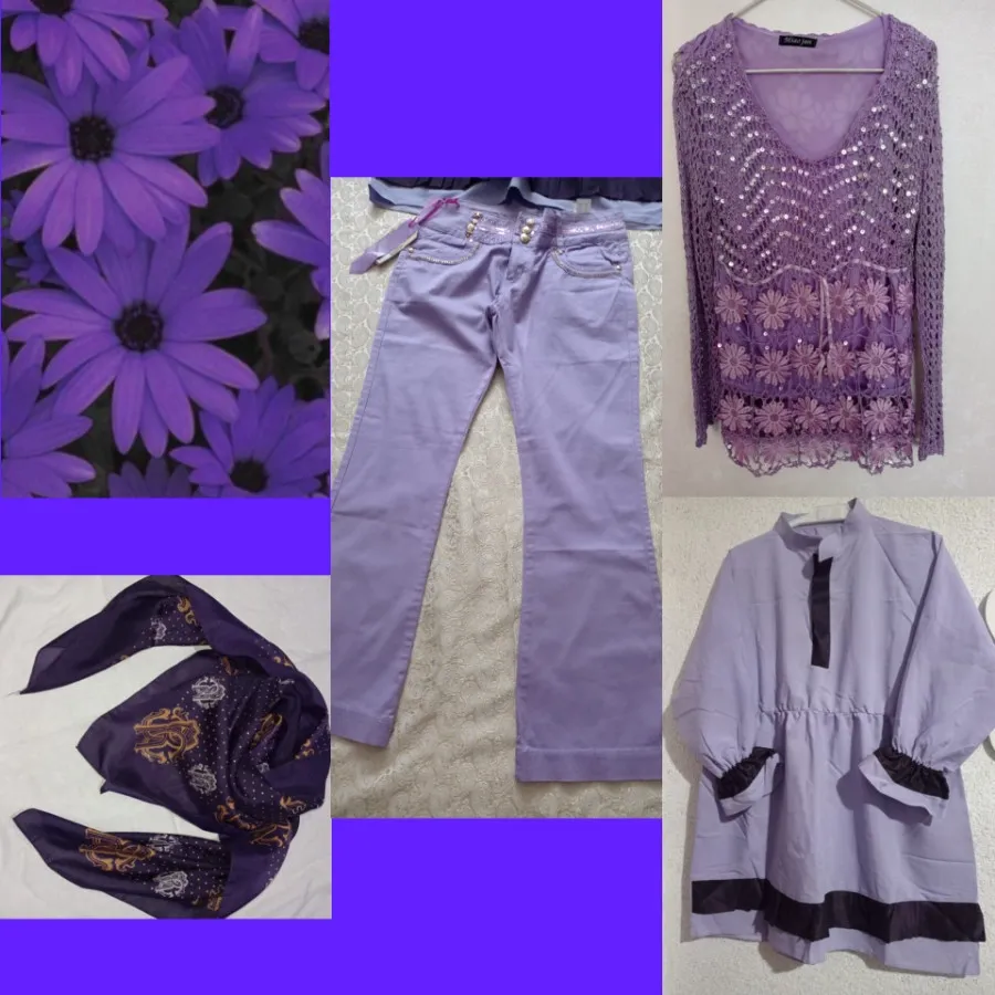 ست شومیز مانتو شلوار یاسی