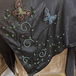 روسری مشکی مجلسی کارشده