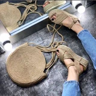 ست کیف و صندل کنفی مکرومه