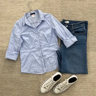 بلوز ابی نخ کتان