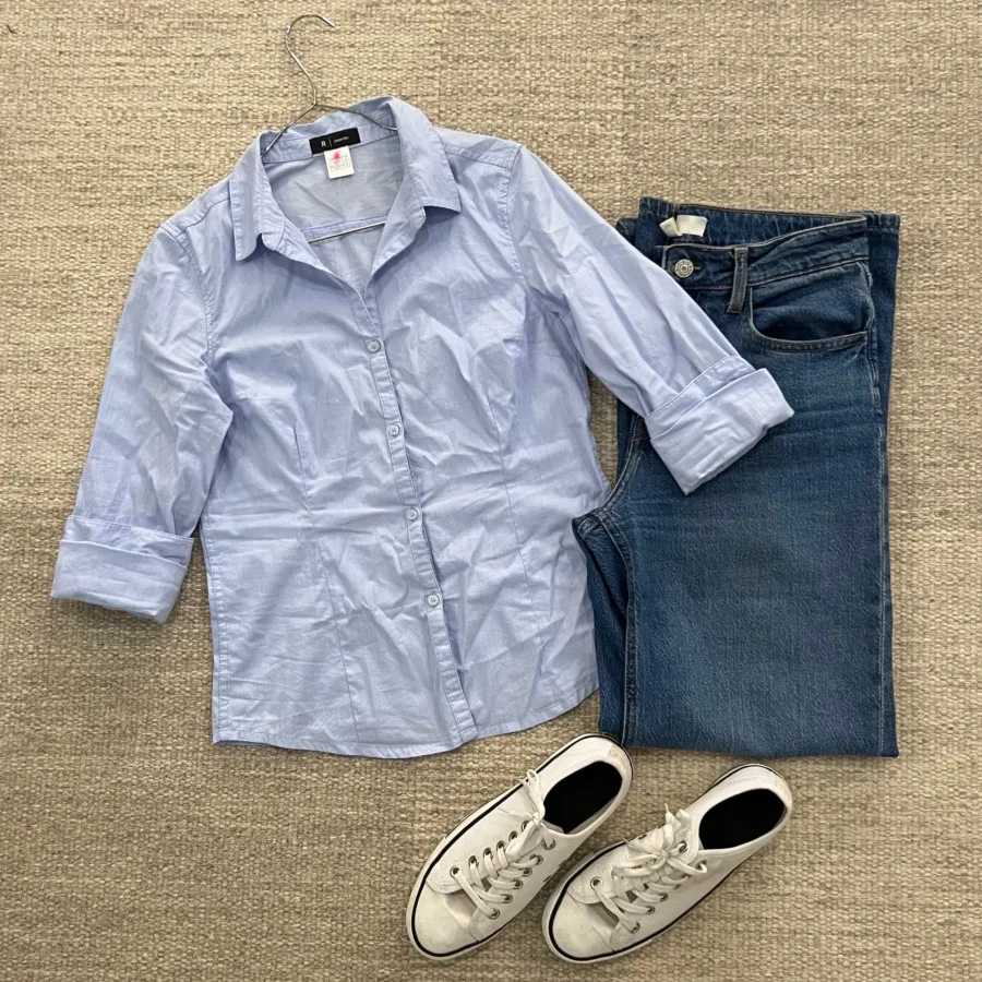 بلوز ابی نخ کتان