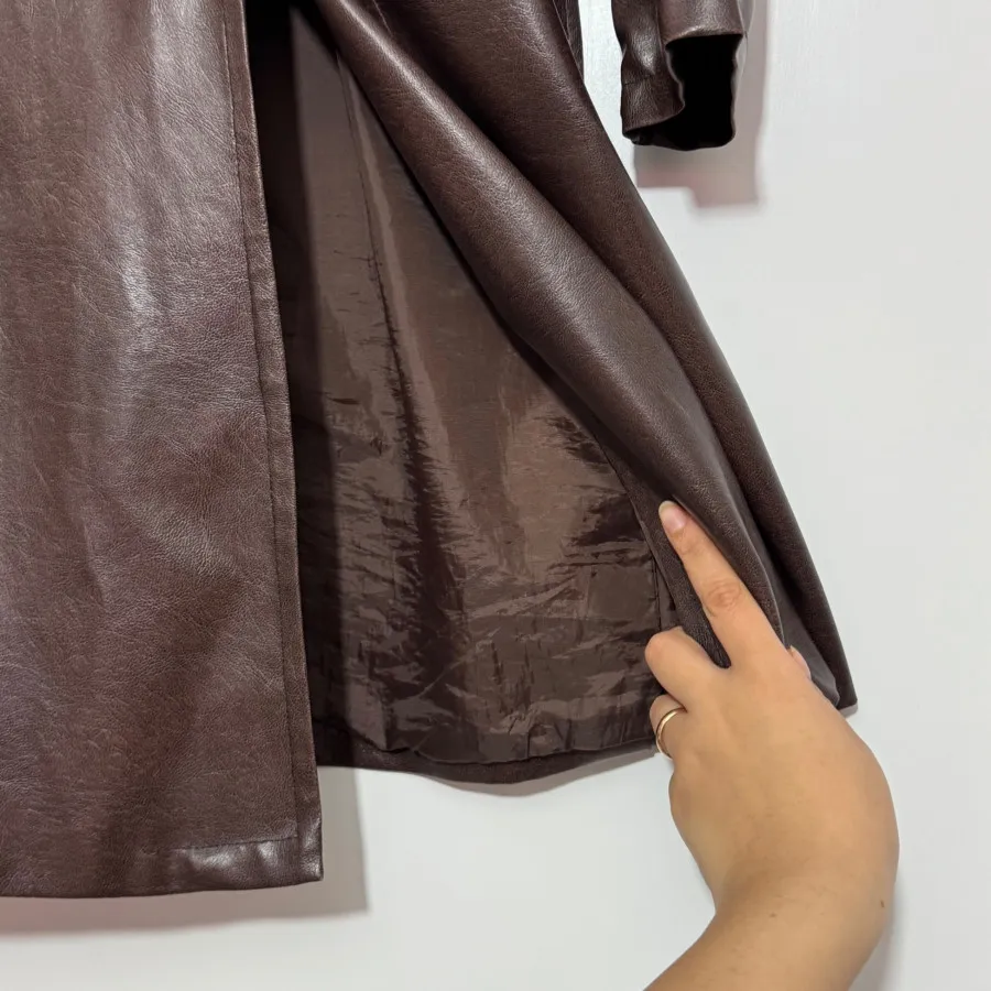 پالتو چرم مصنوعی قهوه ای