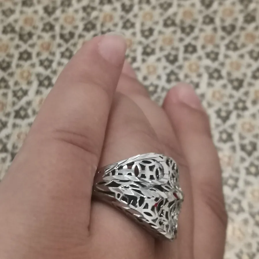 انگشتر نقره ای ثابت توری