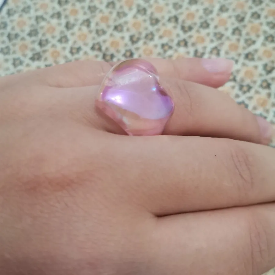 انگشتر قلب صورتی نگین