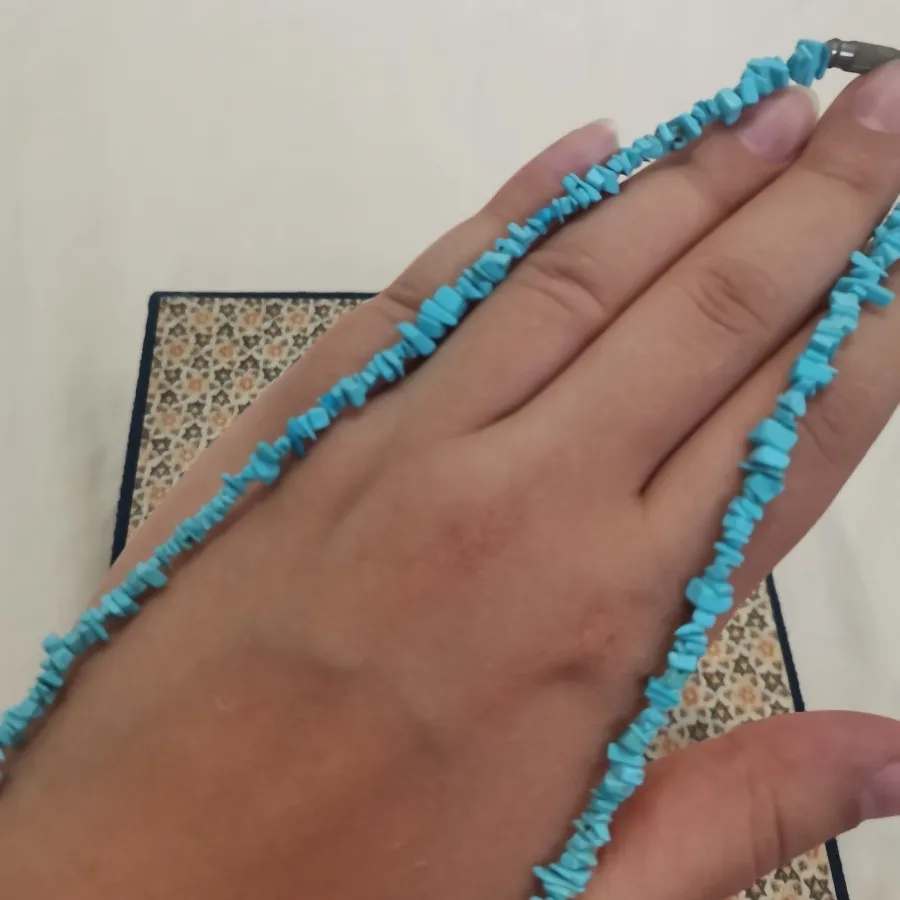 گردنبند آبی فیروزه ای سنگ
