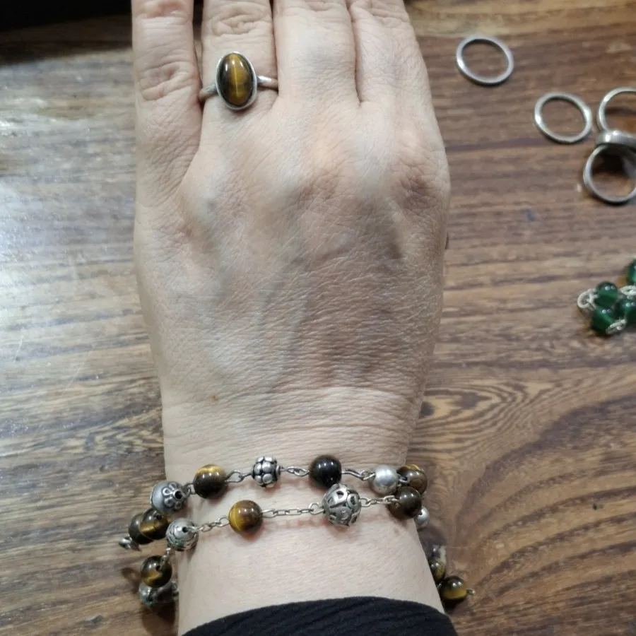 دستبد سنگ و نقره