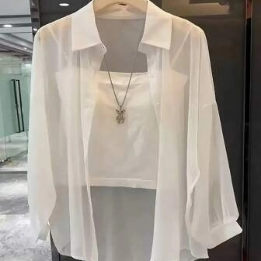 شومیز حریر سفید فری سایز