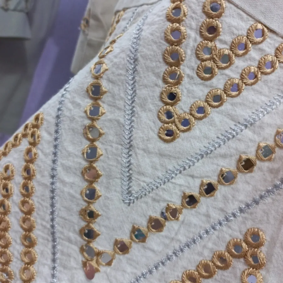 مانتو لینن آینه کاری