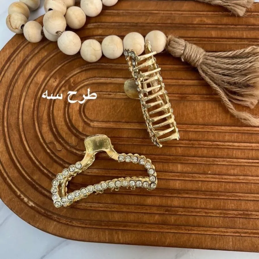 کلیپس طلایی فلزی نگین دار