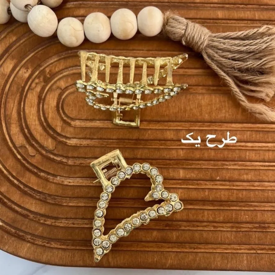 کلیپس طلایی فلزی نگین دار