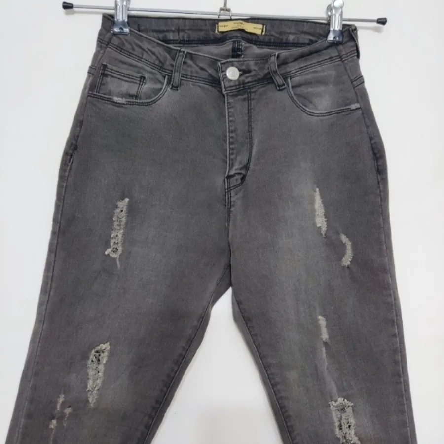 شلوار جین زغالسنگی زاپدار