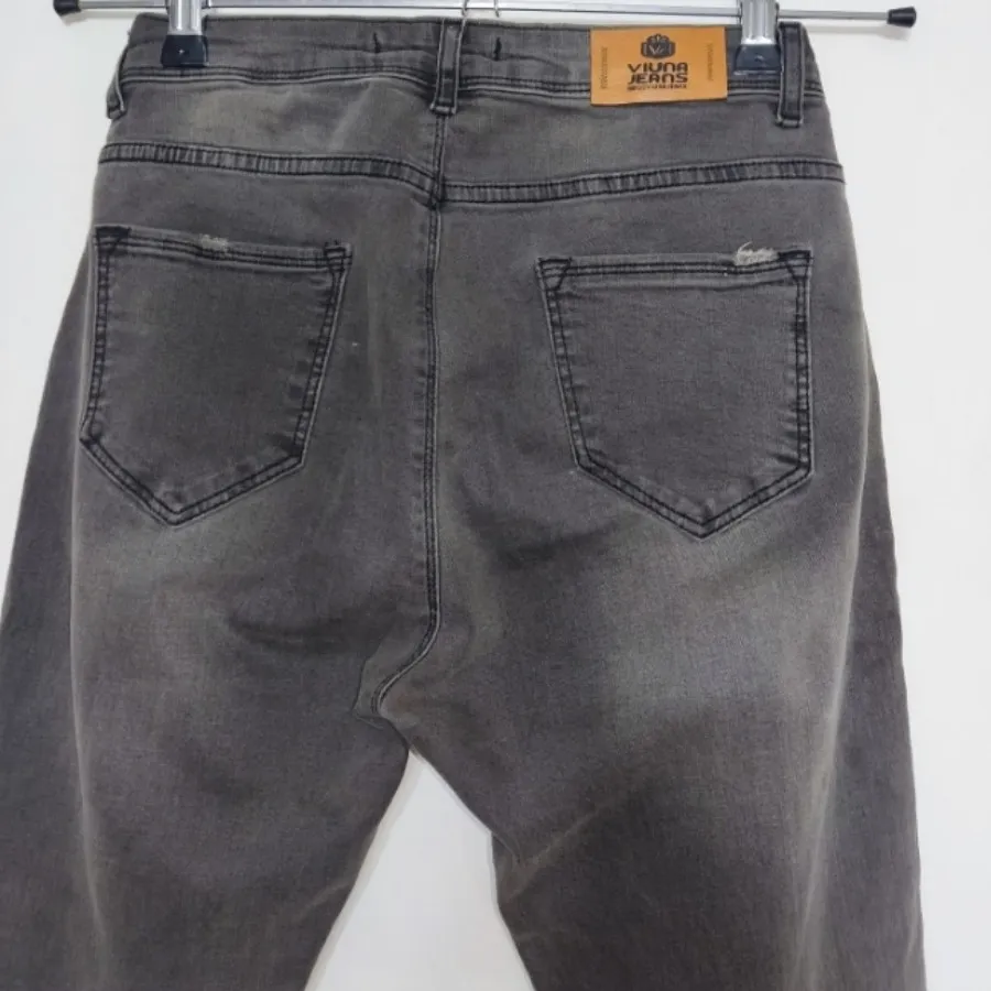 شلوار جین زغالسنگی زاپدار