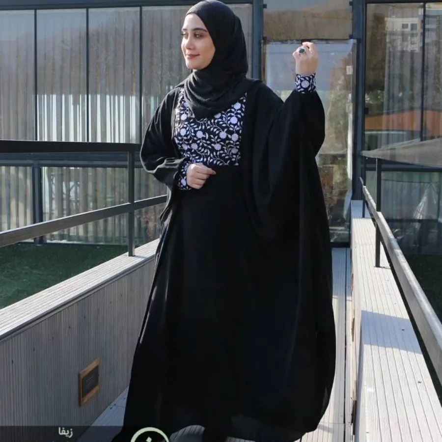 عبا مشکی سوزن دوزی