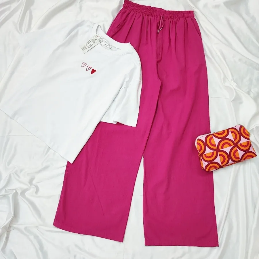 شلوار لینن سرخابی