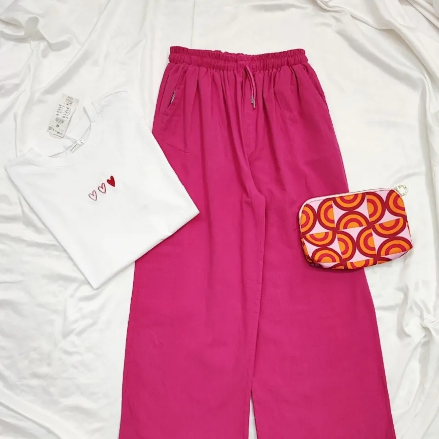 شلوار لینن سرخابی