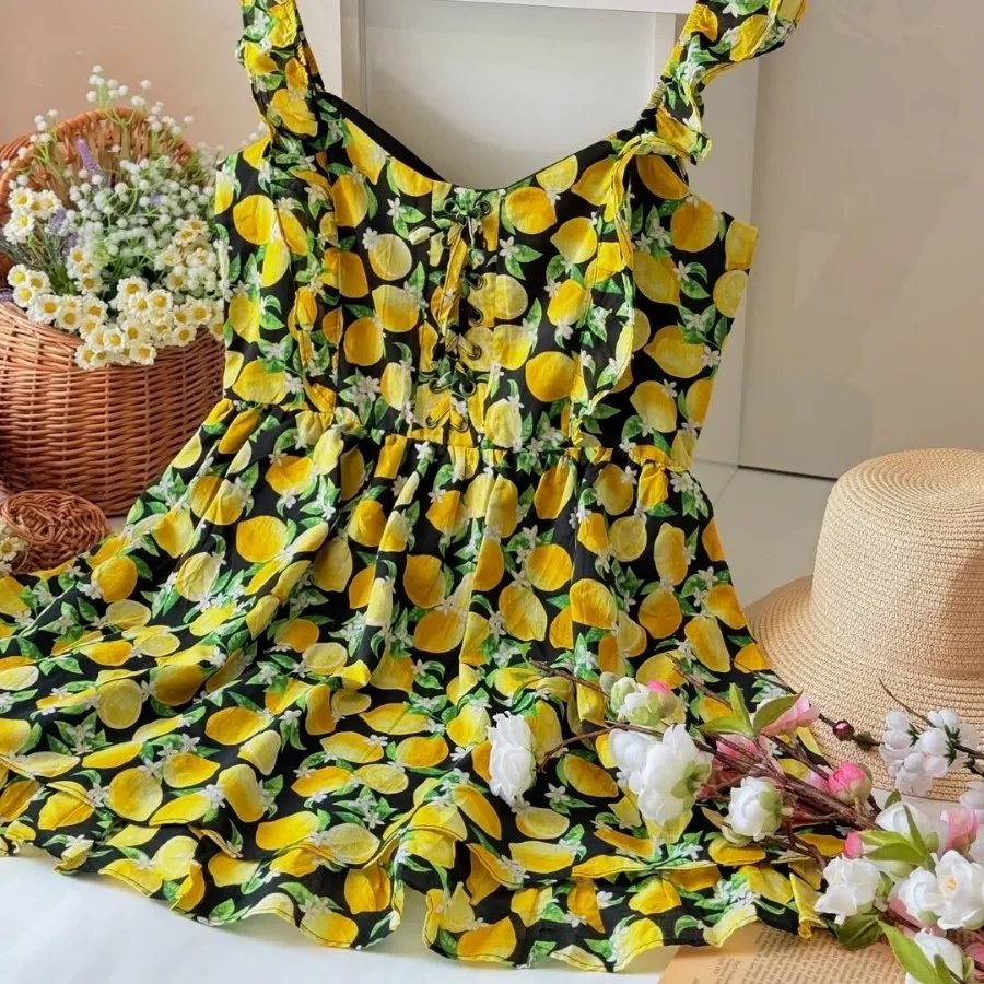 پیراهن لیمویی لینن