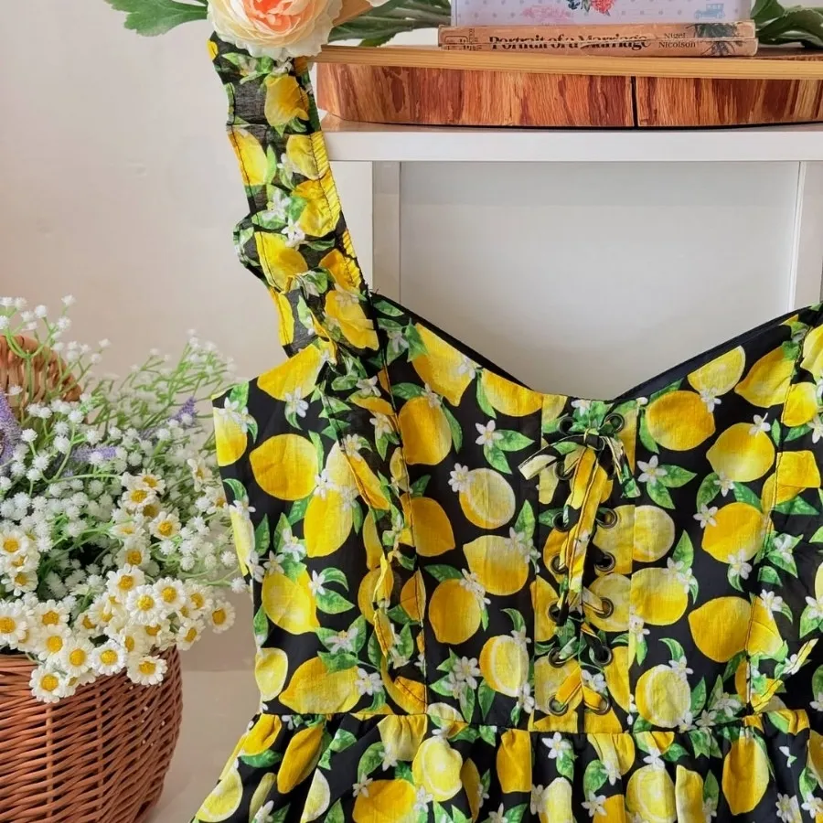 پیراهن لیمویی لینن