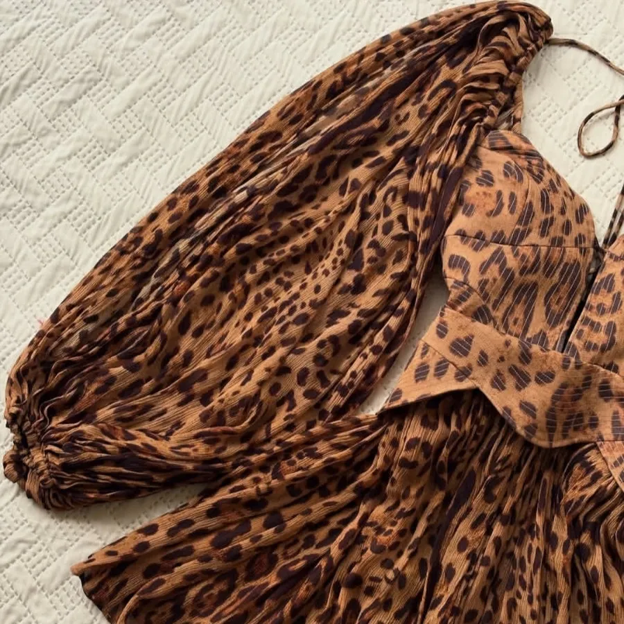 پیراهن عروسکی پلنگی کوتاه